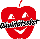 Bild vom Logo zeigt einen Apfel mit Schrift Qualitätsobst